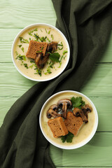 Mushroom cream soup, concept of tasty and delicious food
