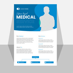 Corporate healthcare and medical flyer design.healthcare cover a4 template design.
Blue medical flyer layout template.