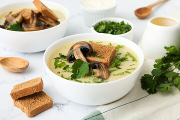 Mushroom cream soup, concept of tasty and delicious food