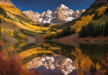 Obraz premium Vermilion Vista: Colorado's Maroon Bells Autumn Radiance.