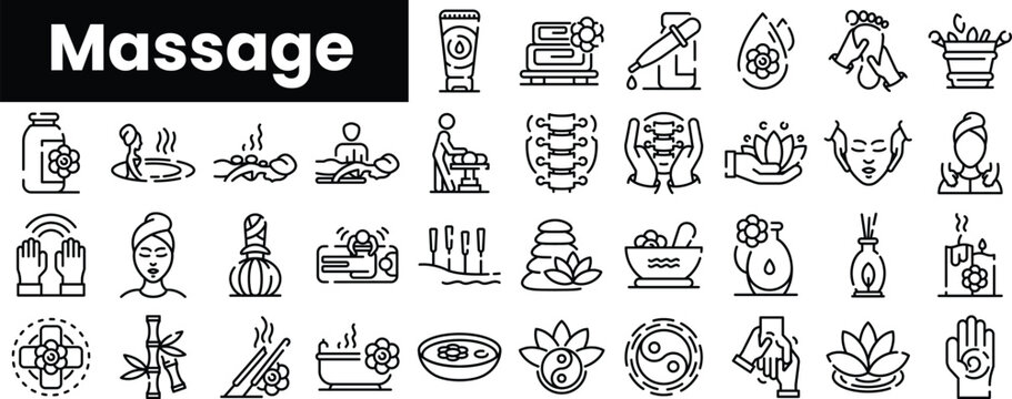 Set of outline massage icons
