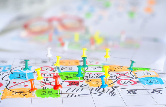 Calendar with business appointments, selective focus. Business concept,beat the clock.