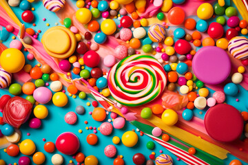 Fototapeta na wymiar colorful sweets background, produced with ai, illustration, render