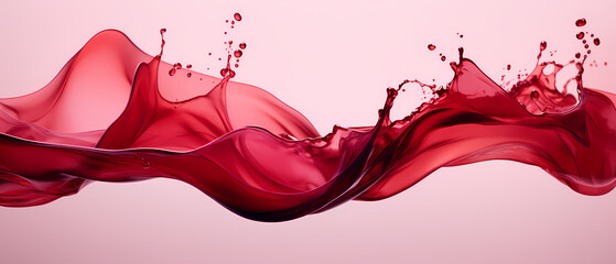 Flowing velvet red wine splash frozen in an abstract futuristic texture isolated on a transparent background