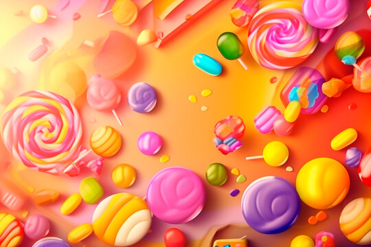 colorful sweets background, produced with ai, illustration, render