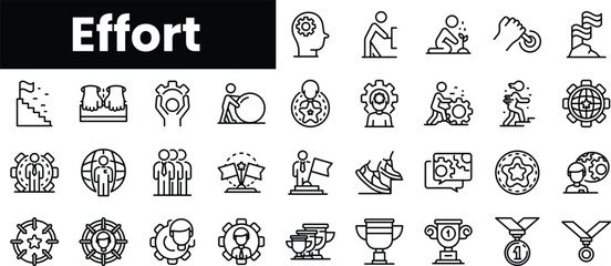 Set of outline effort icons