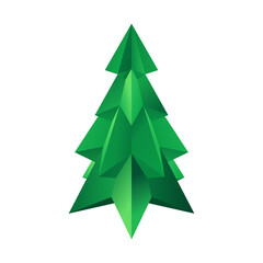 Green Christmas Tree. Geometrical triangle transparent