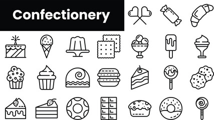Set of outline confectionery icons