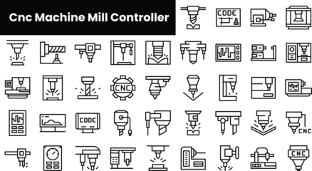 Foto op Plexiglas Set of outline cnc machine mill controller icons © DuoWalker