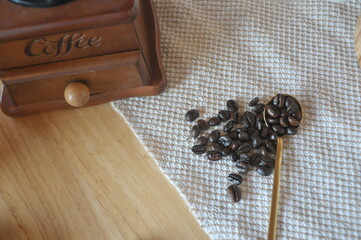 Doing the classic coffee in the morning with interior kitchenware on the table, refreshment , time to relaxing