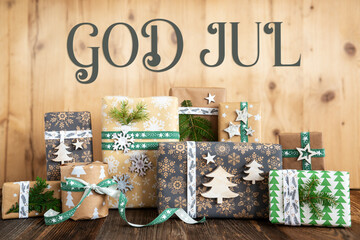 Text God Jul, Means Merry Christmas, Rustic, Eco Christmas Background
