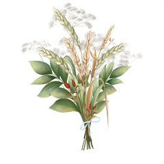 bunch bouquet of herbs ears illustration 