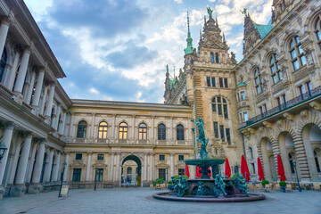 Fototapeta premium City Hall courtyard in Hamburg, Germany