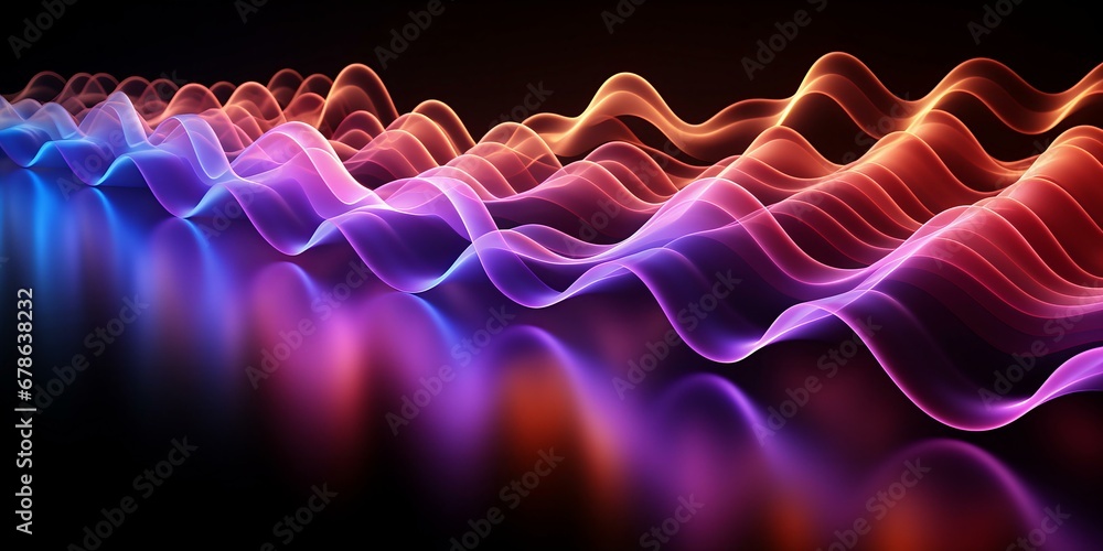 Poster mesmerizing abstract waves in purple and blue gradient on a dark background