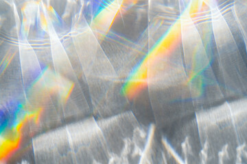 Abstract caustic prism texture overlay with rainbows. Summer copy paste background