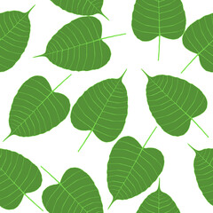 Bodhi leaves Infinite pattern background on white background, Abstract background Seamless Pattern