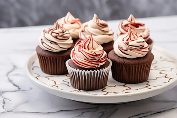 chocolate cupcakes decorated with exquisite ingredients