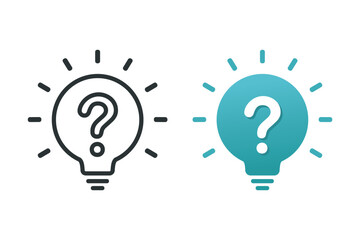 Hint questions, lamp with question mark. Illustration vector