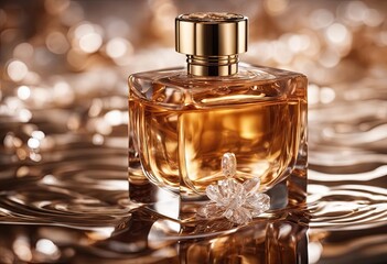 Obraz na płótnie Canvas Luxury jewelry perfume still life picture, surrounded by water waves, product promotion