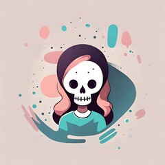 a cute vector style drawing of a skull used for a logo or icon