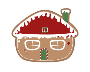 illustration home christmas sugar cookies doodle cartoon with red, brown, green, white and gold colors simple  cute drawing that can be use for social media, wallpaper, card,  sticker e.t.c