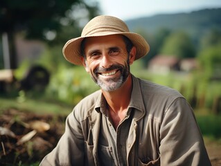 Fototapeta premium The Beauty of Simplicity: A Farmer's Grin