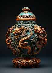 china style vase - obrazy, fototapety, plakaty
