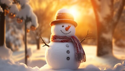 Obraz premium A Jolly Snowman in a Winter Wonderland