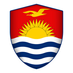 Obraz premium Kiribati flag in shield shape. Vector illustration.