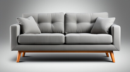 Modern sofa with pillows on a gray background. 3d rendering