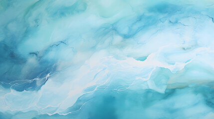 Fototapeta na wymiar Watercolor sea ocean wave teal turquoise colored background texture marble. Generative Ai.