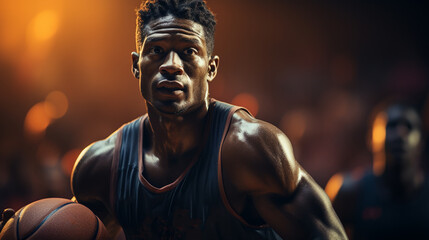 Fototapeta na wymiar African american basketball player.