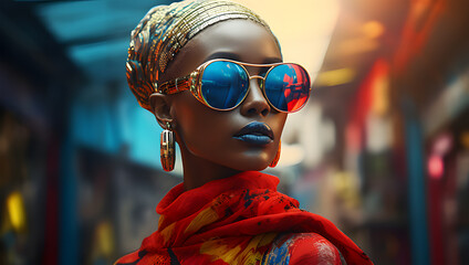Obraz premium portrait of a woman in sunglasses ai generative