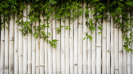 White bamboo fence background. Generative Ai.