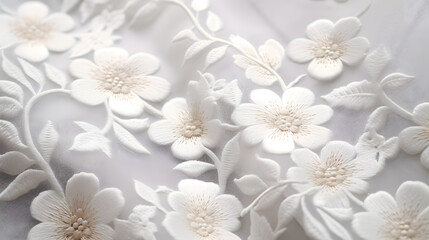 White embroidered fabric. Generative Ai.