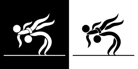 Pictogrammes représentant un combat avec un adversaire, une des disciplines des compétitions sportives de Lutte Gréco-romaine. - obrazy, fototapety, plakaty