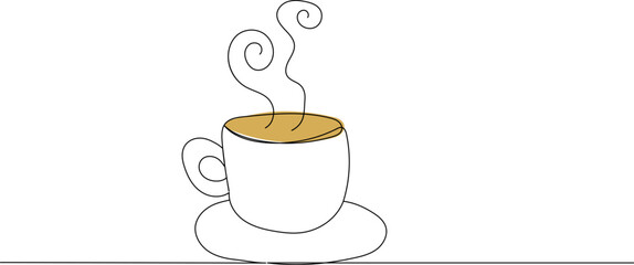 mug with tea line drawing on a white background vector