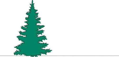 Christmas tree line drawing on a white background vector