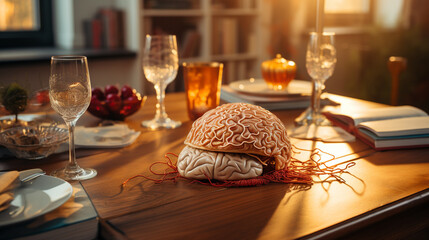Human  brain on the table.