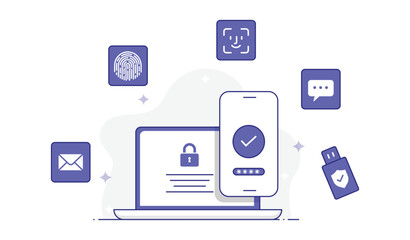 Multi-Factor Authentication Illustration. MFA illustration. Vector Editable.