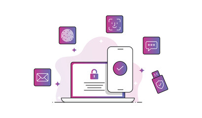 Multi-Factor Authentication Illustration. MFA illustration. Vector Editable.