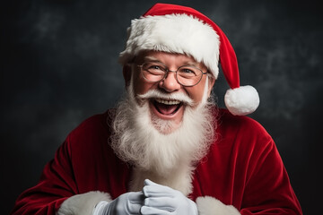 Naklejka premium Smiling Santa Claus. advertisement banner background with copy space