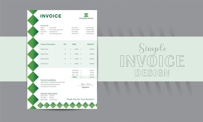 Invoice template design - in Green color combination.