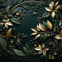 Fototapeta premium Green background with flowers, AI generated