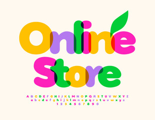 Vector eco concept Online Store. Bright creative Font. Watercolor Alphabet Letters and Numbers set