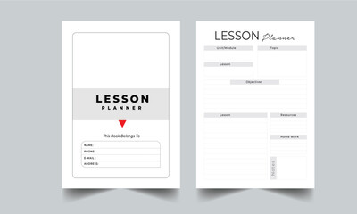 Lesson Planner kdp interior. Lesson planner with cover page layout planner template.