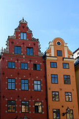 Fototapeta premium Stockholm, Sweden. Famous Old Colorful Houses In Old Square Stortorget In Gamla Stan