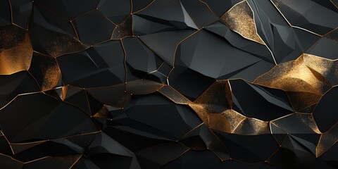 Luxury abstract seamless wallpaper pattern background with gold foil, lines, geometric shapes. Generative AI, AI - obrazy, fototapety, plakaty