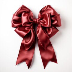 Red ribbon bow isolated on white background, AI generated
