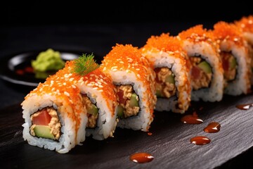 Crunchy Maki Roll On Sushi Plate